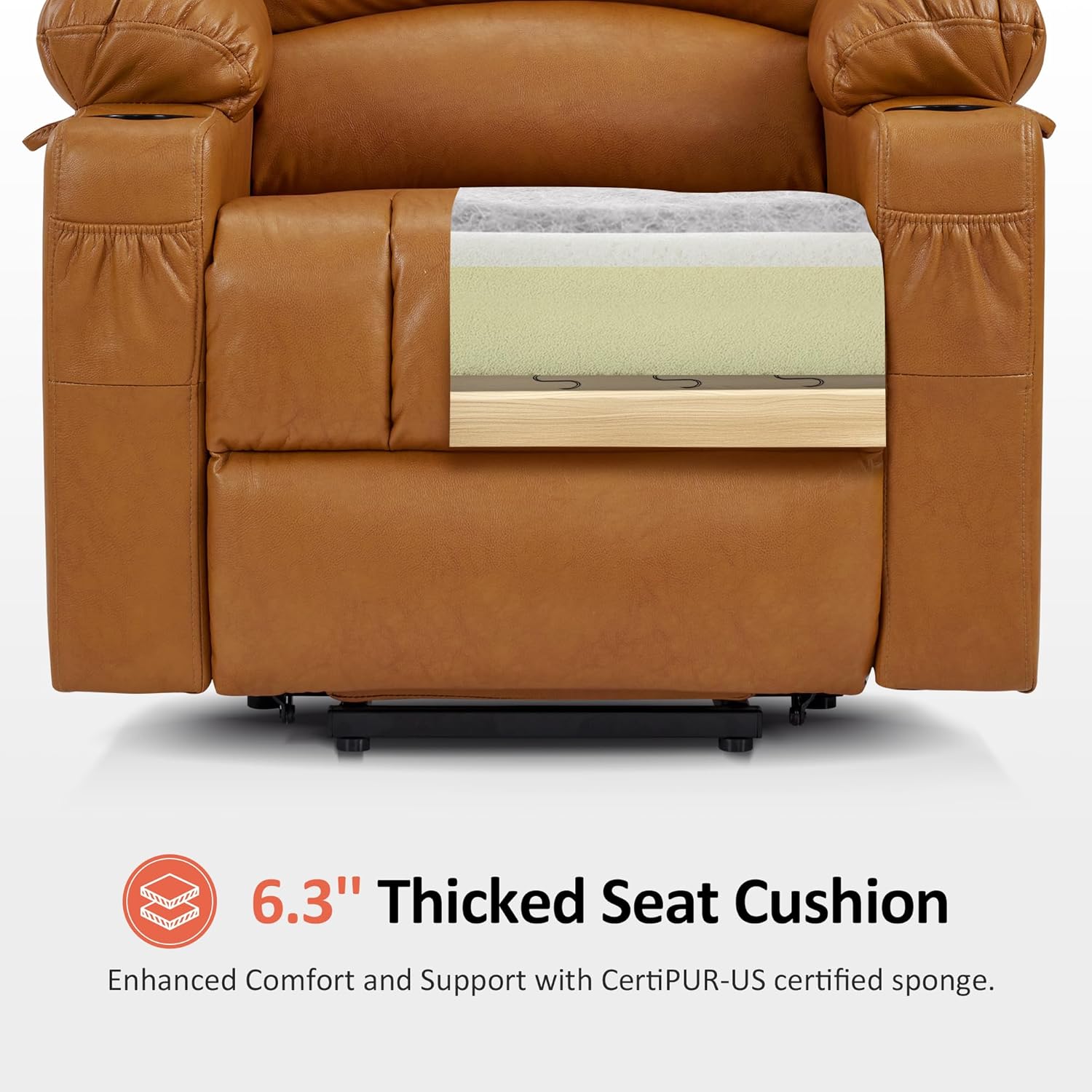 MCombo Power Lift Recliner Chair for Elderly with Heat Massage USB Cup Holders