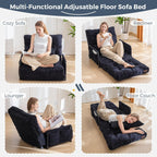 MAXYOYO Adjustable Floor Sofa Bed with Armrest Double Black Foldable Sleeper