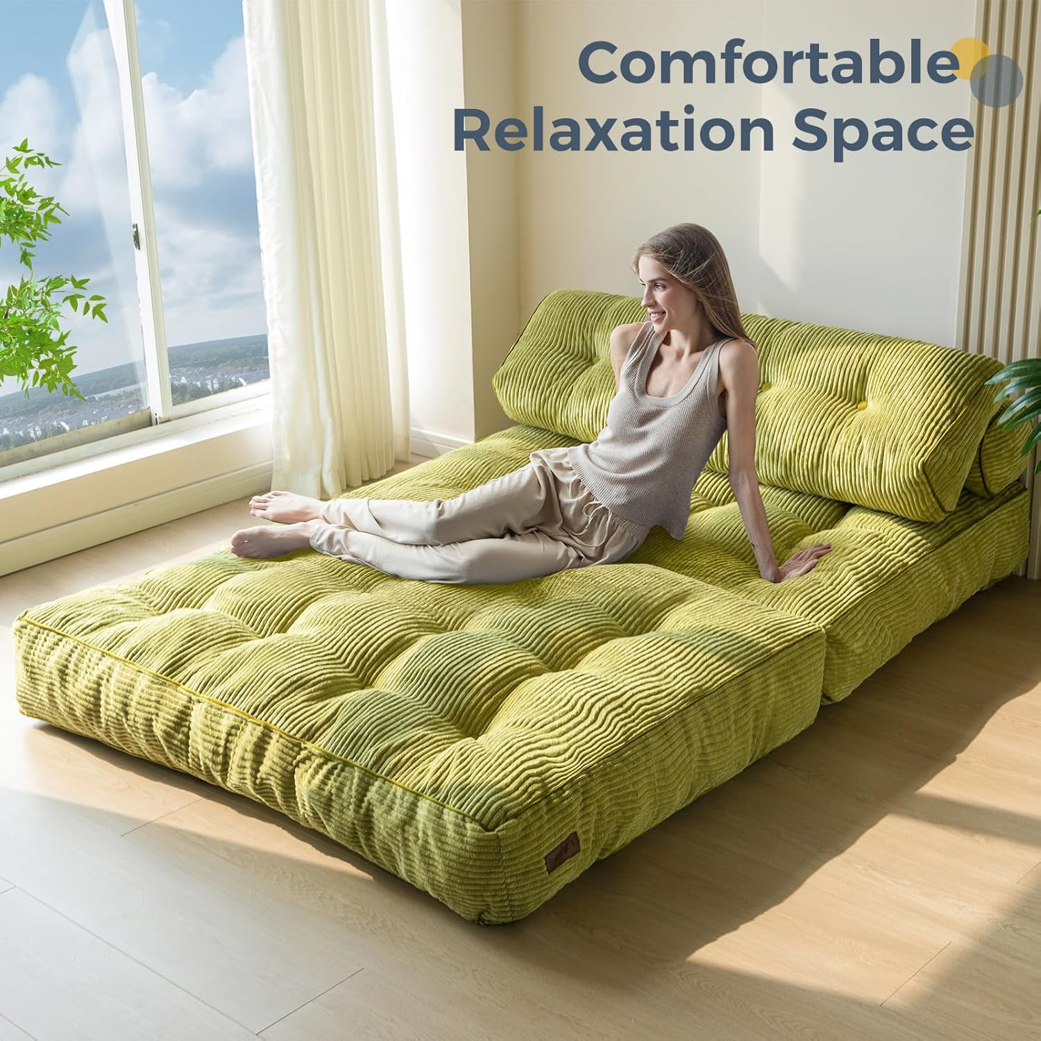 MAXYOYO Folding Sofa Bed Convertible Sleeper Chair with Pillow