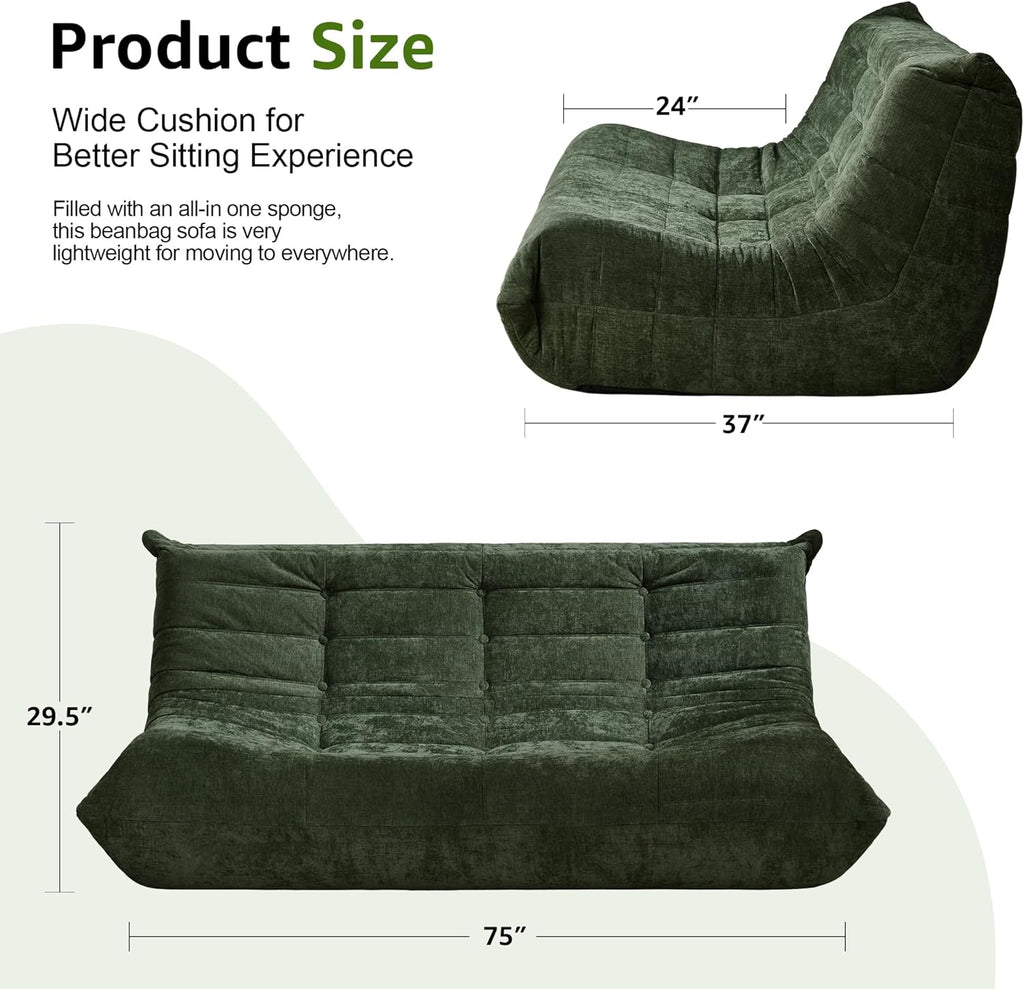 Hobestluk Giant Bean Bag Chair Memory Foam Faux Fur Sofa for Living Room