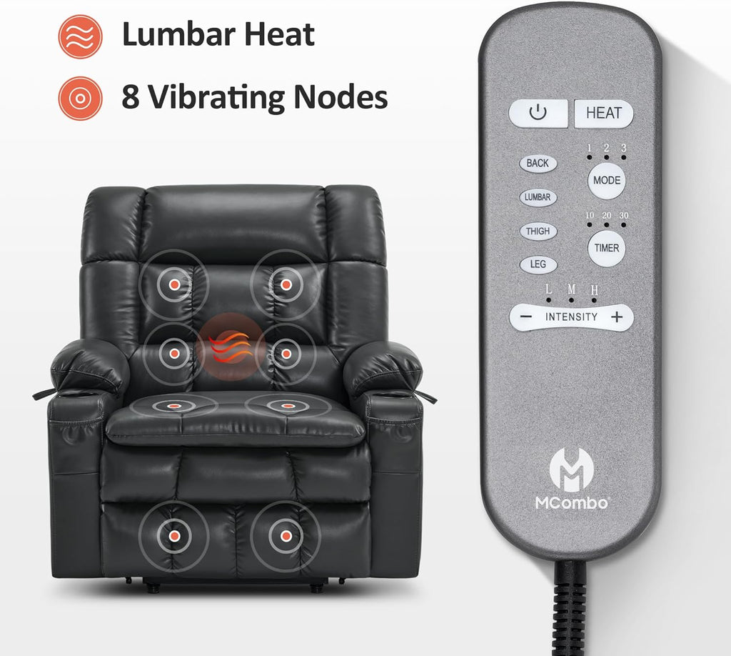 MCombo Dual Motor Power Lift Recliner Chair for Elderly with Heat Massage USB