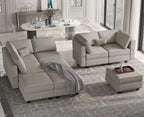 Belffin Velvet Modular Sectional Sofa with Ottoman Sleeper Bed Storage