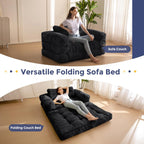 MAXYOYO L Shaped Folding Sofa Bed Convertible Sleeper with Pillow Armrest