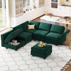 Belffin Velvet Modular Sectional Sofa with Ottoman Sleeper Bed Storage