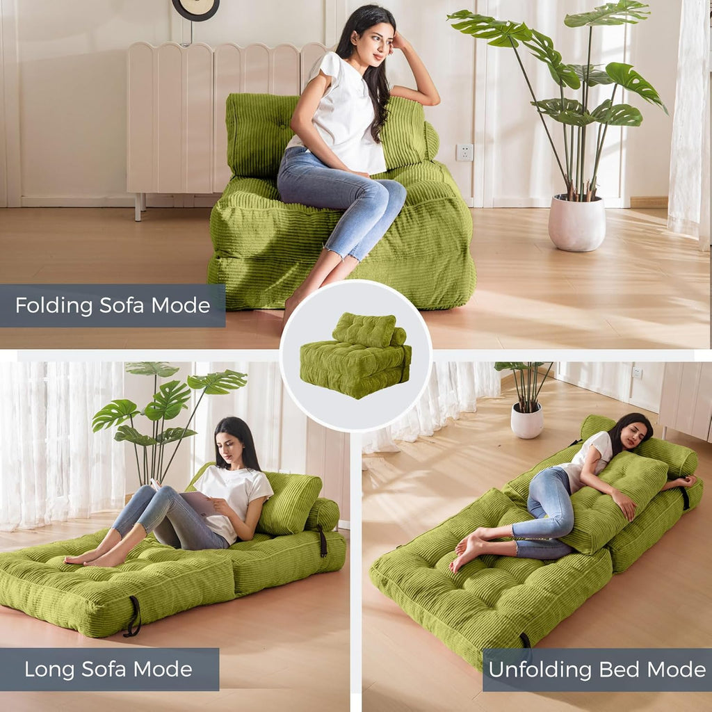 MAXYOYO Folding Sofa Bed Convertible Sleeper Chair with Pillow