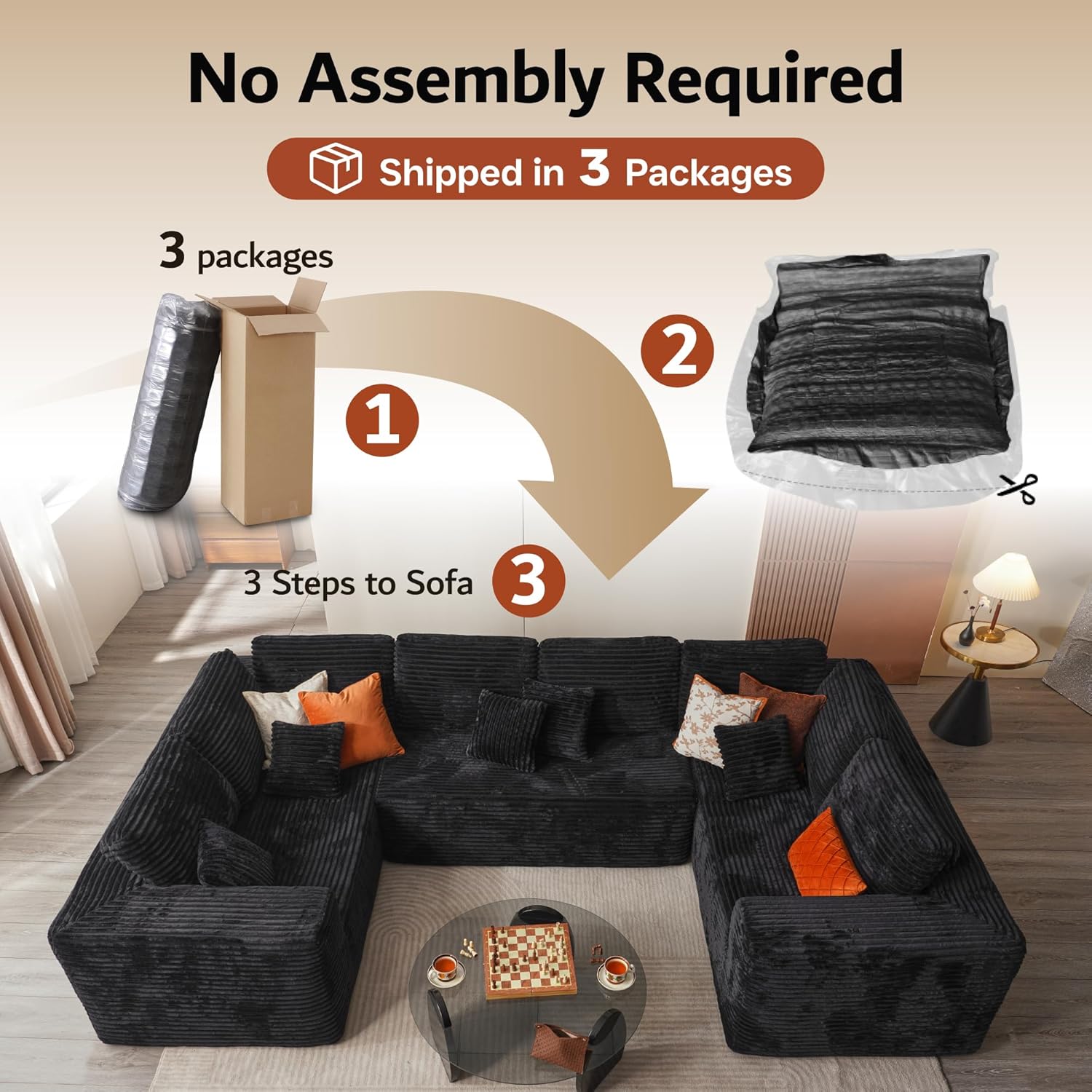 ovios Cloud Sectional Couch with L Shape Chaise Modern Modular Sofa