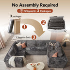ovios Cloud Sectional Couch with L Shape Chaise Modern Modular Sofa