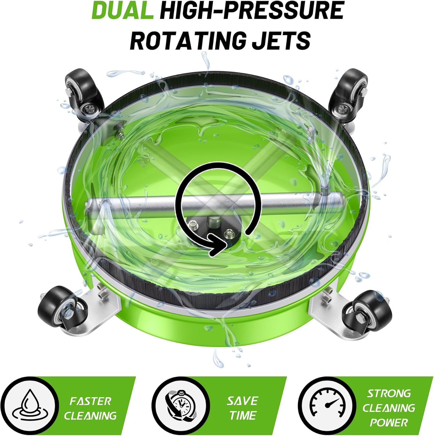 LidoDola 14 Inch Pressure Washer Surface Cleaner with Wheels for Concrete Patio Deck