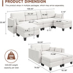 Huatean Home Modular Sectional Sofa U Shaped Couch 6 Seat Convertible High Density Foam