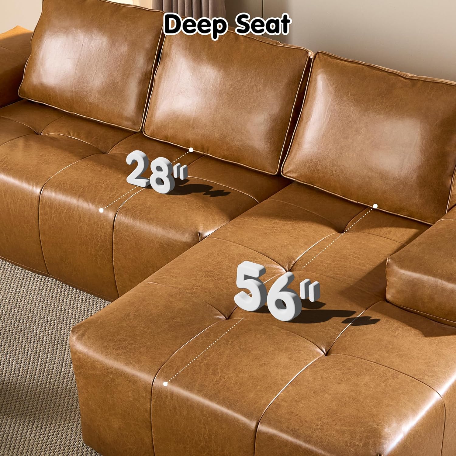 ovios Cloud Sectional Couch with L Shape Chaise Modern Modular Sofa
