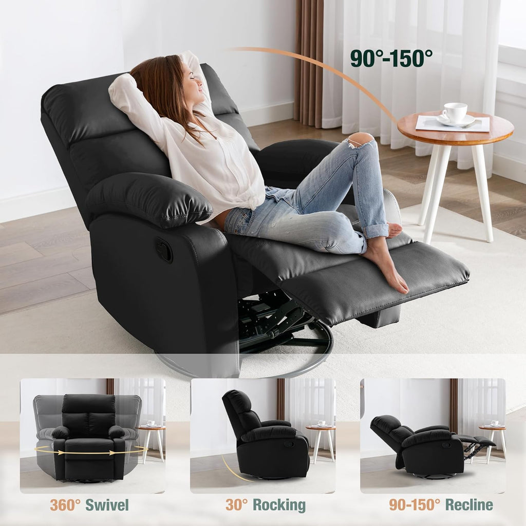 hzlagm Swivel Rocker Recliner Chair Small Space Rocking Recliner