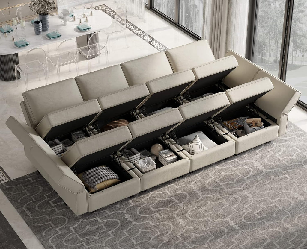 Belffin Velvet Modular Sectional Sofa with Ottoman Sleeper Bed Storage