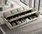 Belffin Velvet Modular Sectional Sofa with Ottoman Sleeper Bed Storage