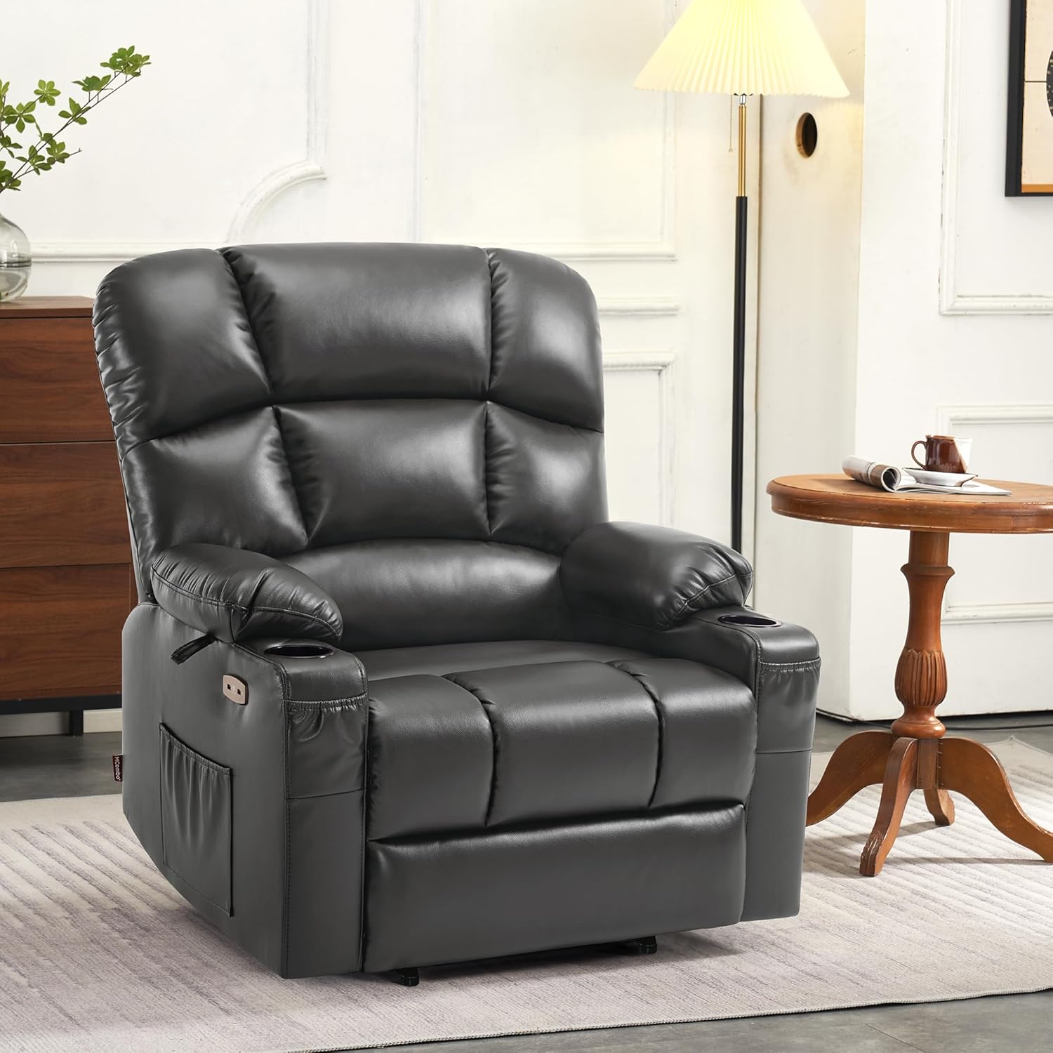 MCombo Large Power Lift Recliner Chair with Dual Motor Massage Heat Faux Leather