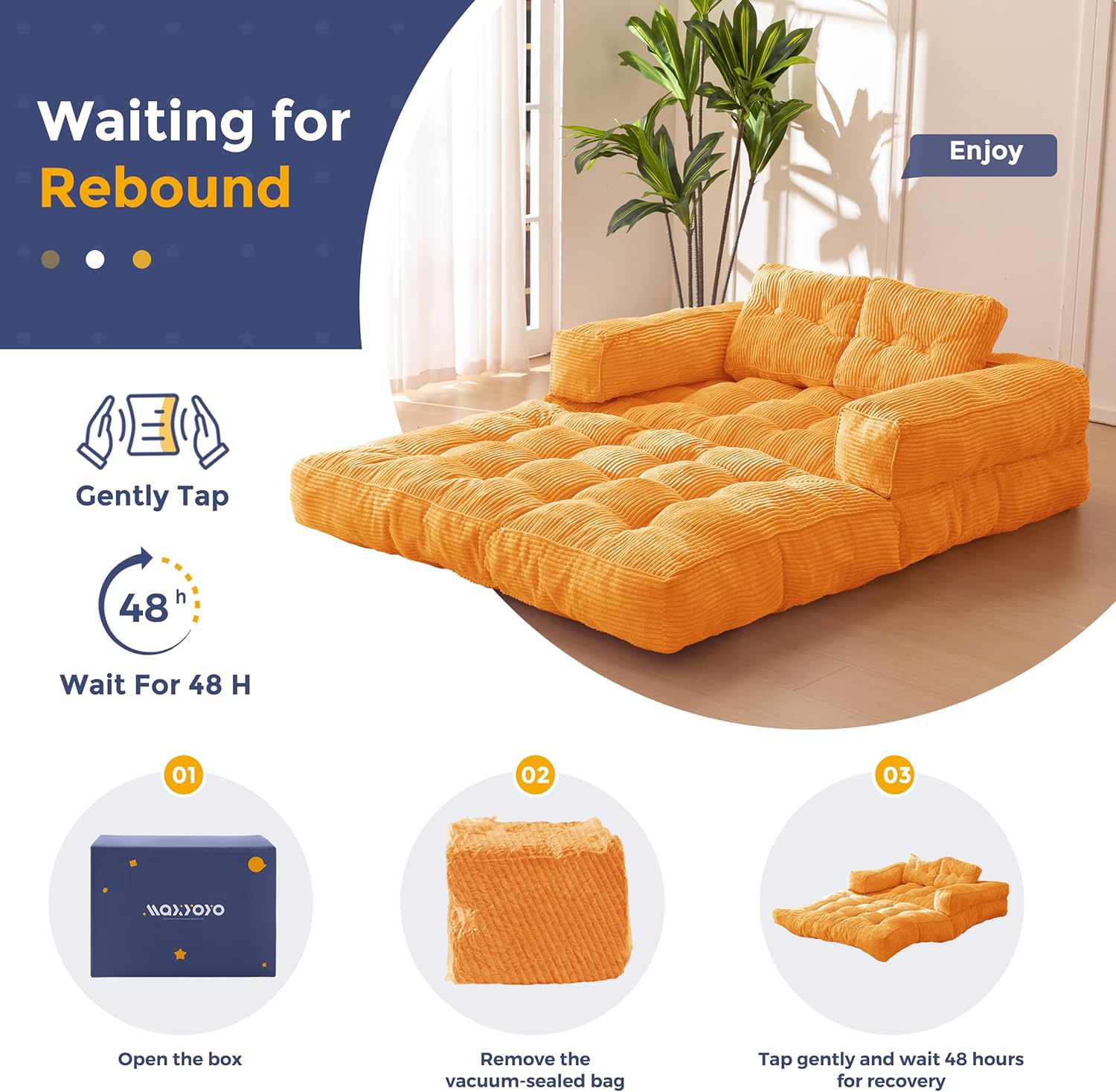 MAXYOYO L Shaped Folding Sofa Bed Convertible Sleeper with Pillow Armrest