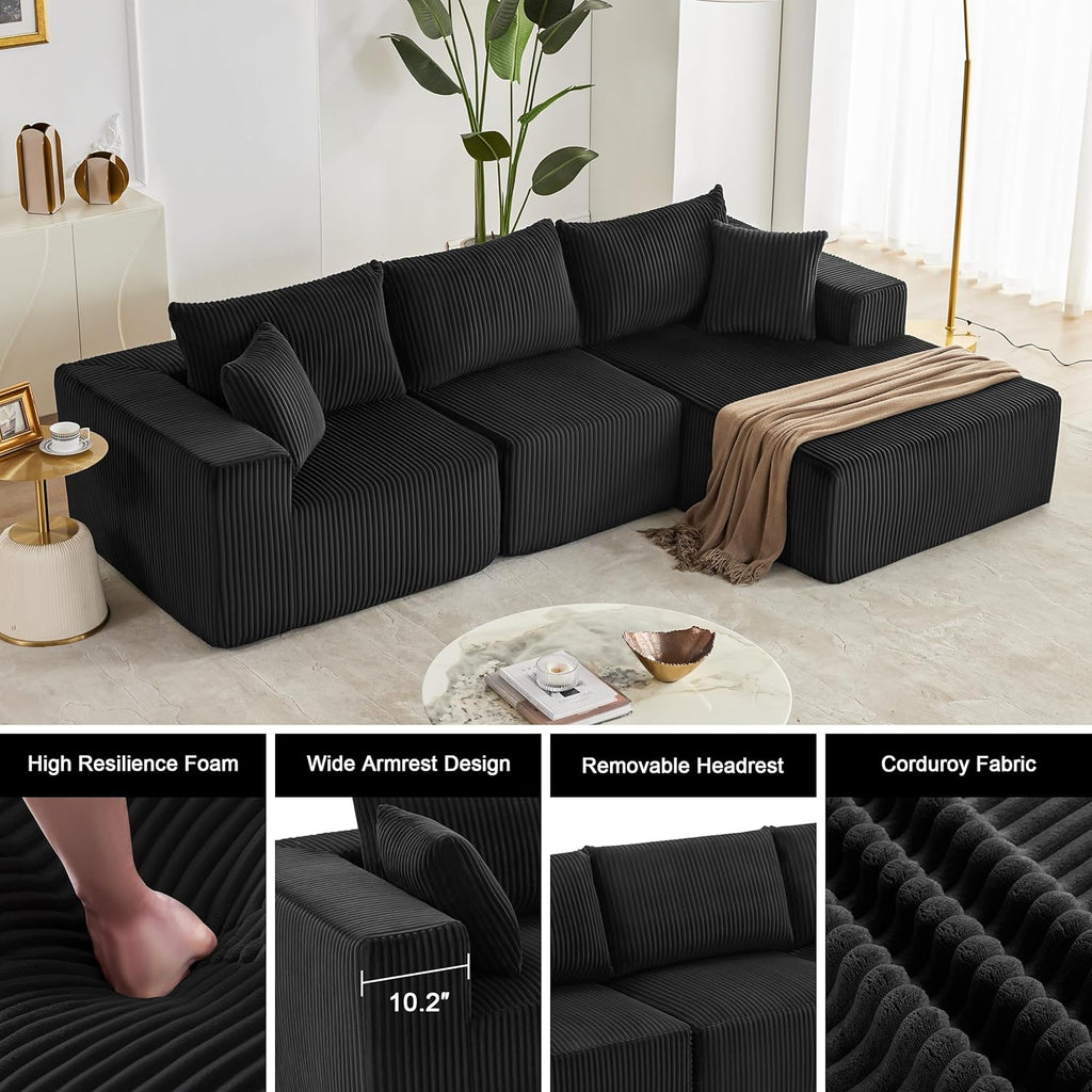 Weture 108" Modular Sectional Sofa Deep Seat Cloud L-Shape Couch with Chaise