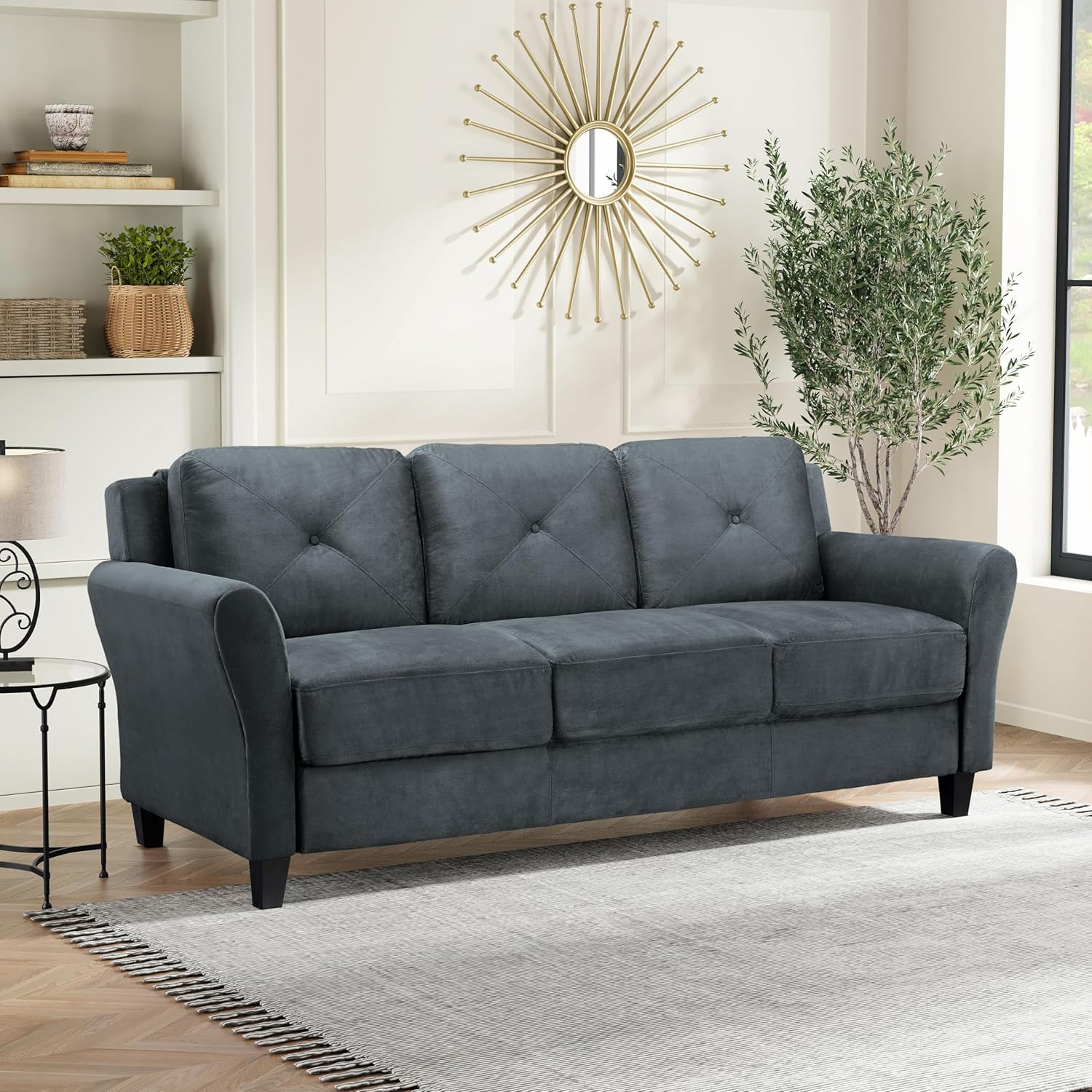Lifestyle Harrington Sofa Upholstered Microfiber Fabric Curved Arm Couch