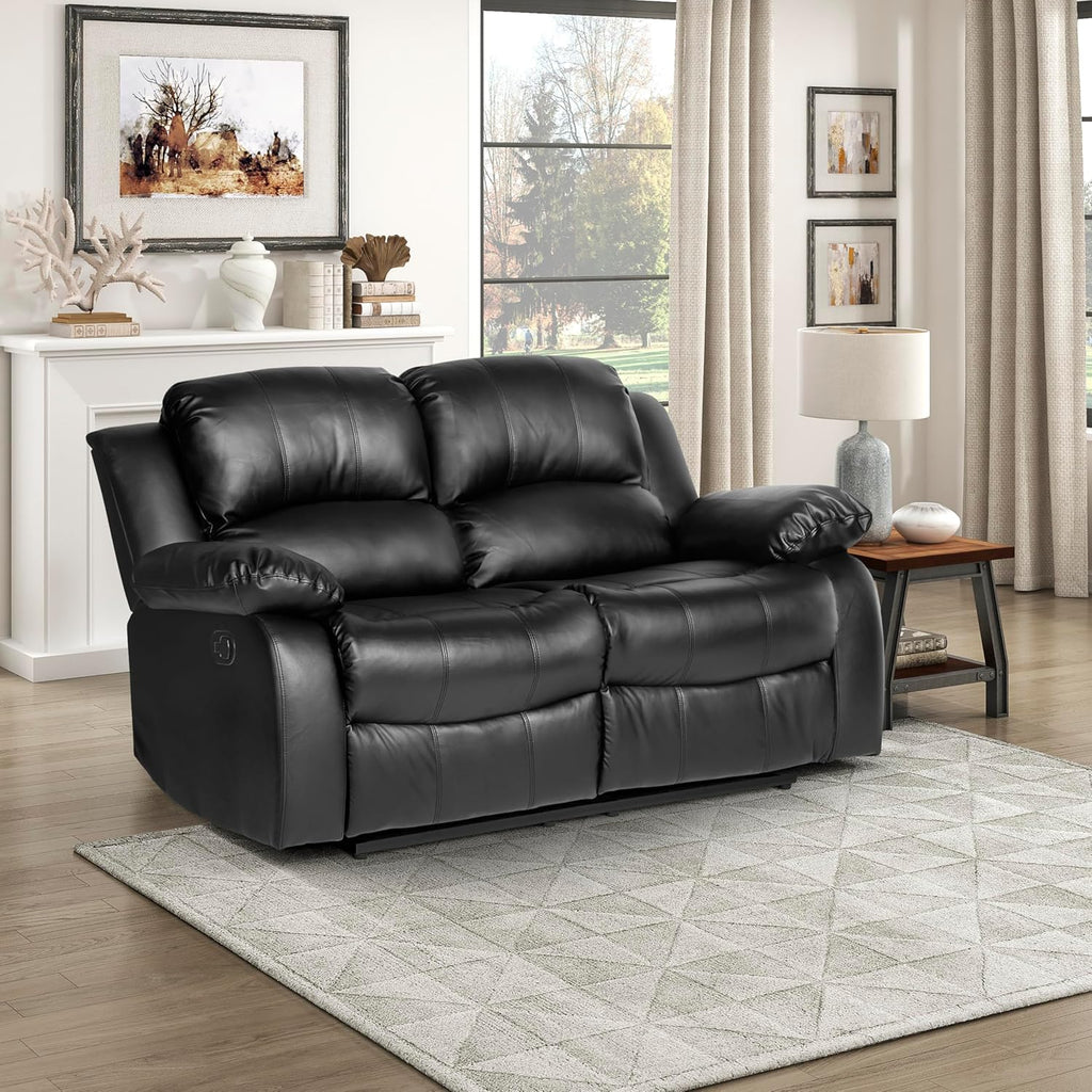 Lexicon Loveseat Recliner Double Sofa Manual Pull Tab Faux Leather Living Room