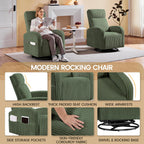 Yaheetech 360 Swivel Glider Chair Nursery Corduroy Rocking Nursing Chair with Pockets