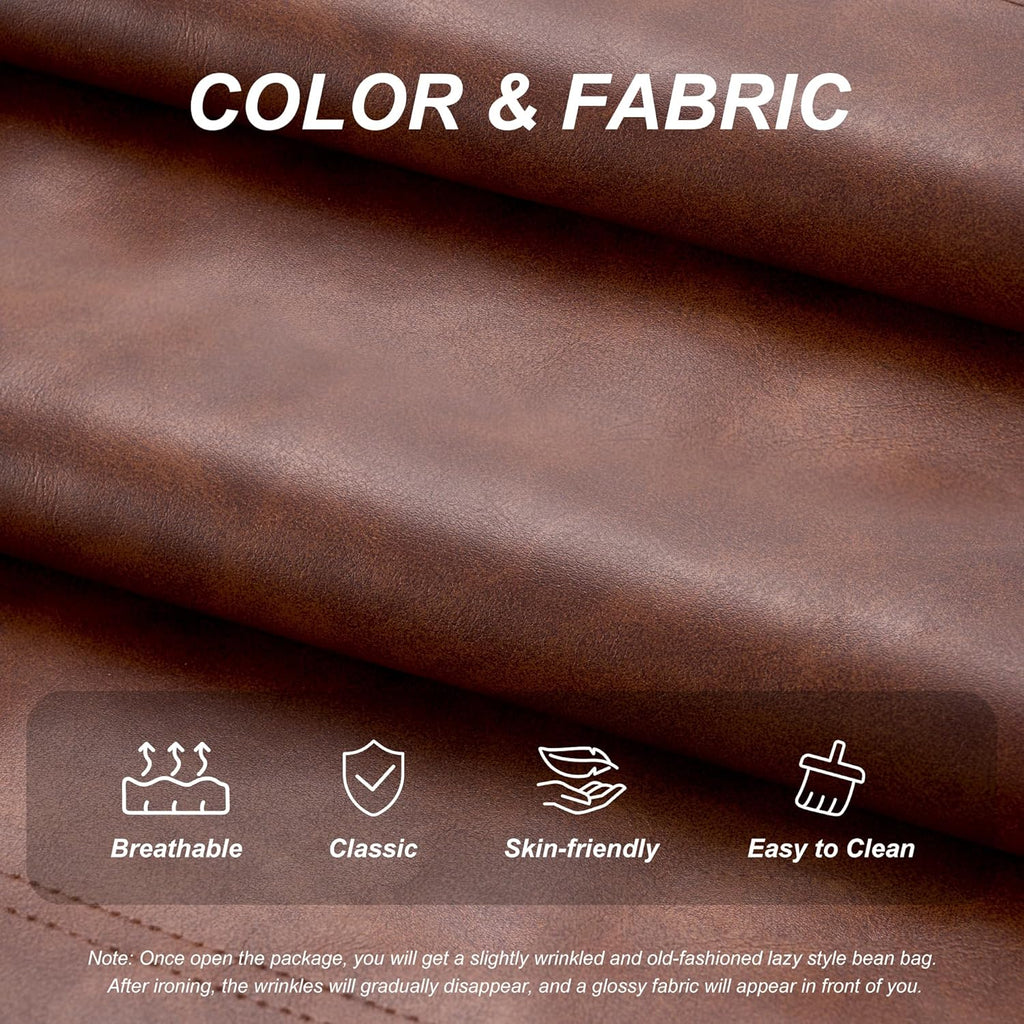Hobestluk Giant Bean Bag Chair Memory Foam Faux Leather Floor Sofa for Adults