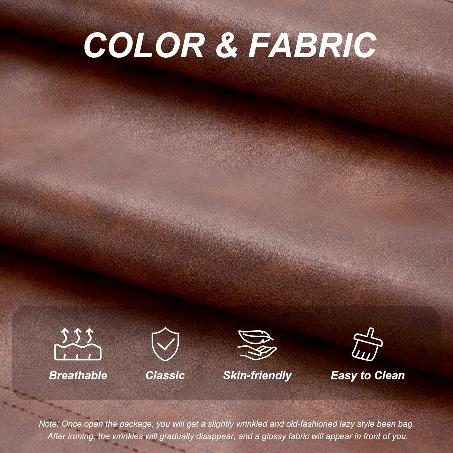 Hobestluk Giant Bean Bag Chair Memory Foam Faux Leather Floor Sofa for Adults