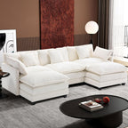 Ihanherry U Shaped Modular Cloud Sofa 5 Seat Chenille Sectional with Ottoman