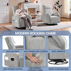 Yaheetech 360 Swivel Glider Chair Nursery Corduroy Rocking Nursing Chair with Pockets