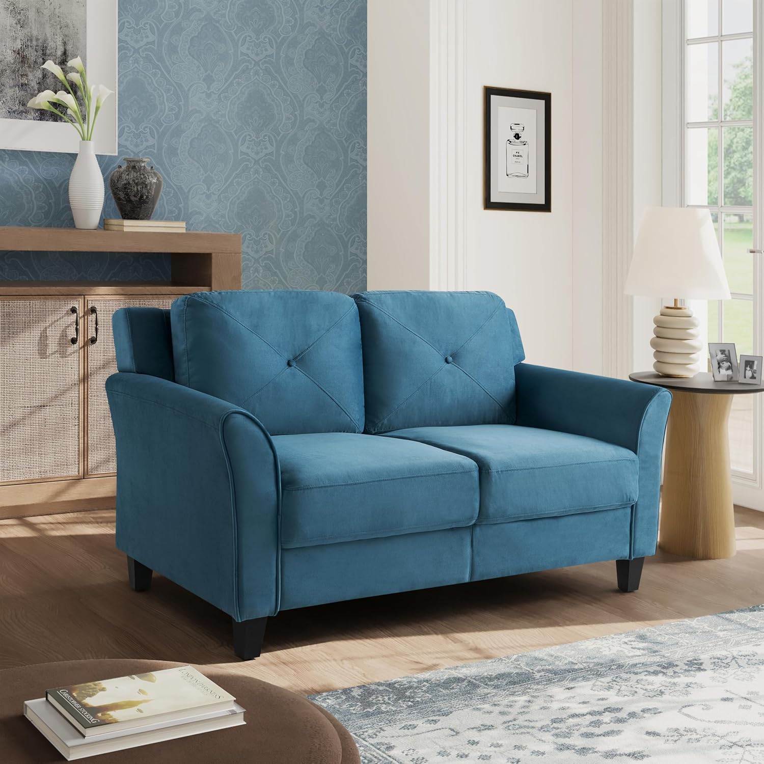 Lifestyle Harrington Sofa Upholstered Microfiber Fabric Curved Arm Couch