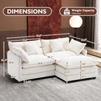 Ihanherry U Shaped Modular Cloud Sofa 5 Seat Chenille Sectional with Ottoman