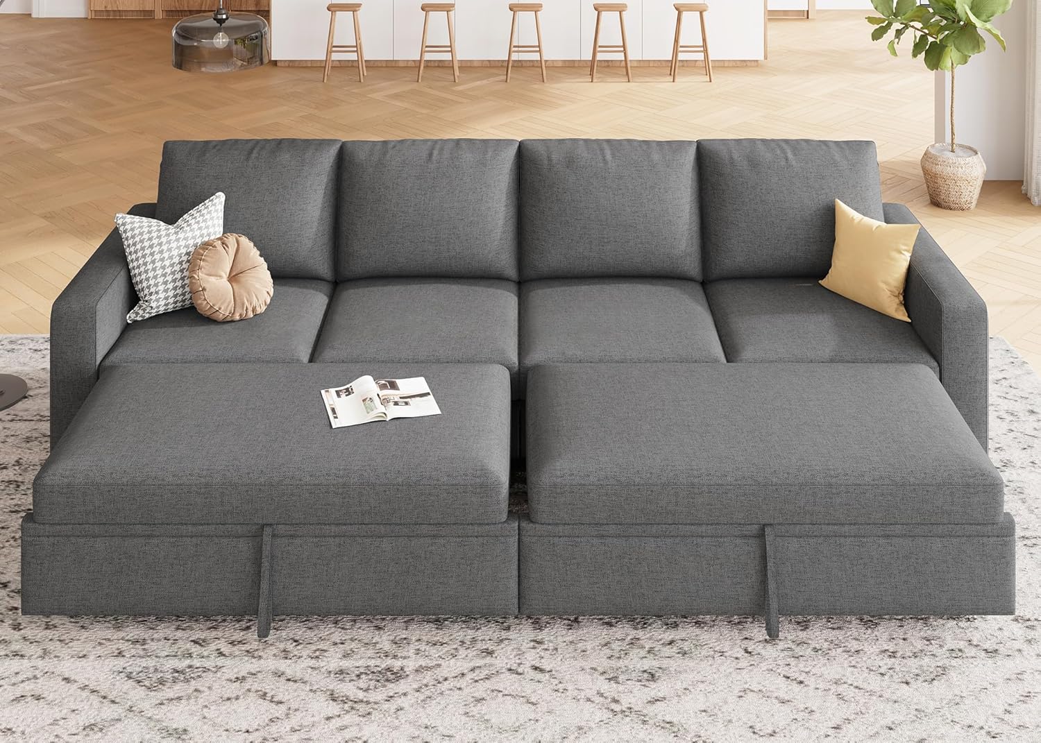 HONBAY Modular Sectional Sleeper Sofa L Shaped Couch with Pull Out Bed