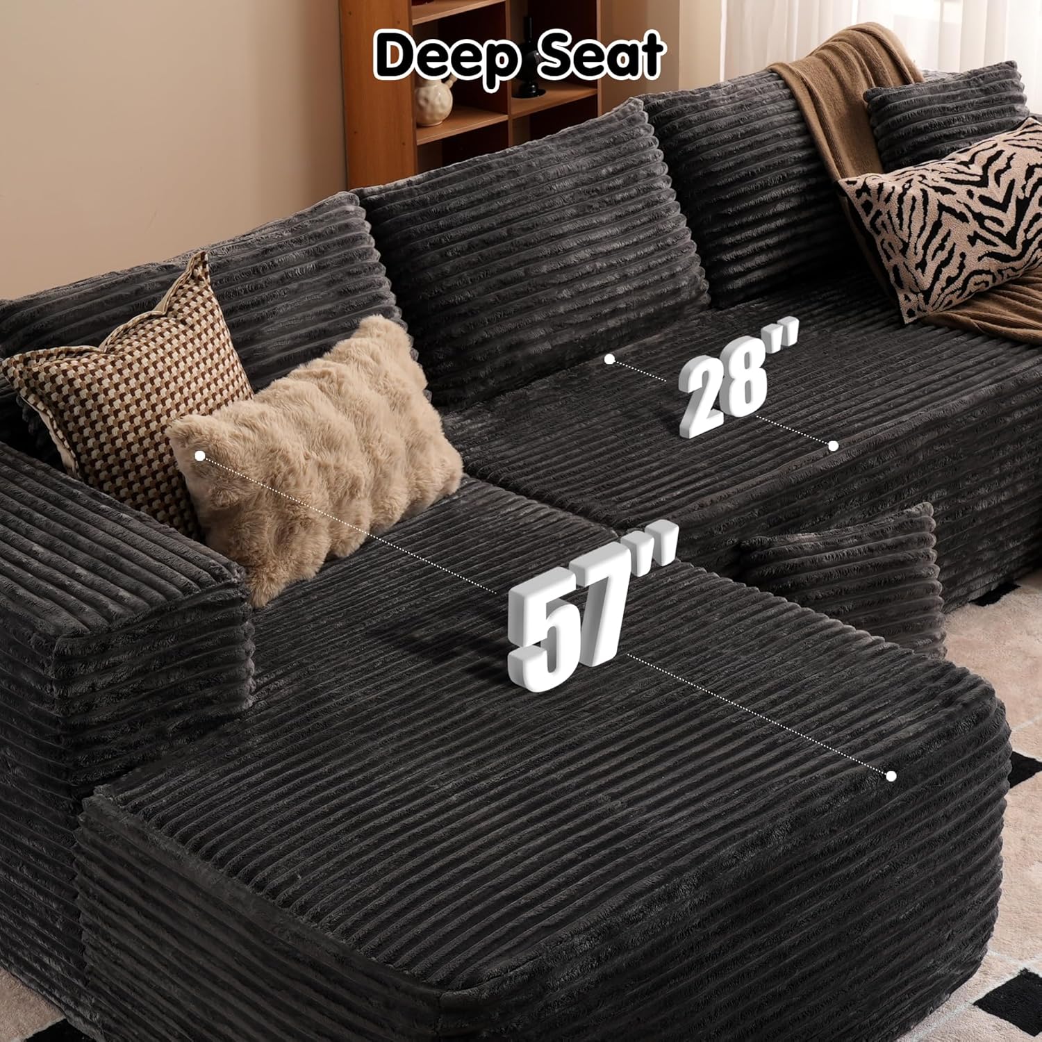 ovios Cloud Sectional Couch with L Shape Chaise Modern Modular Sofa