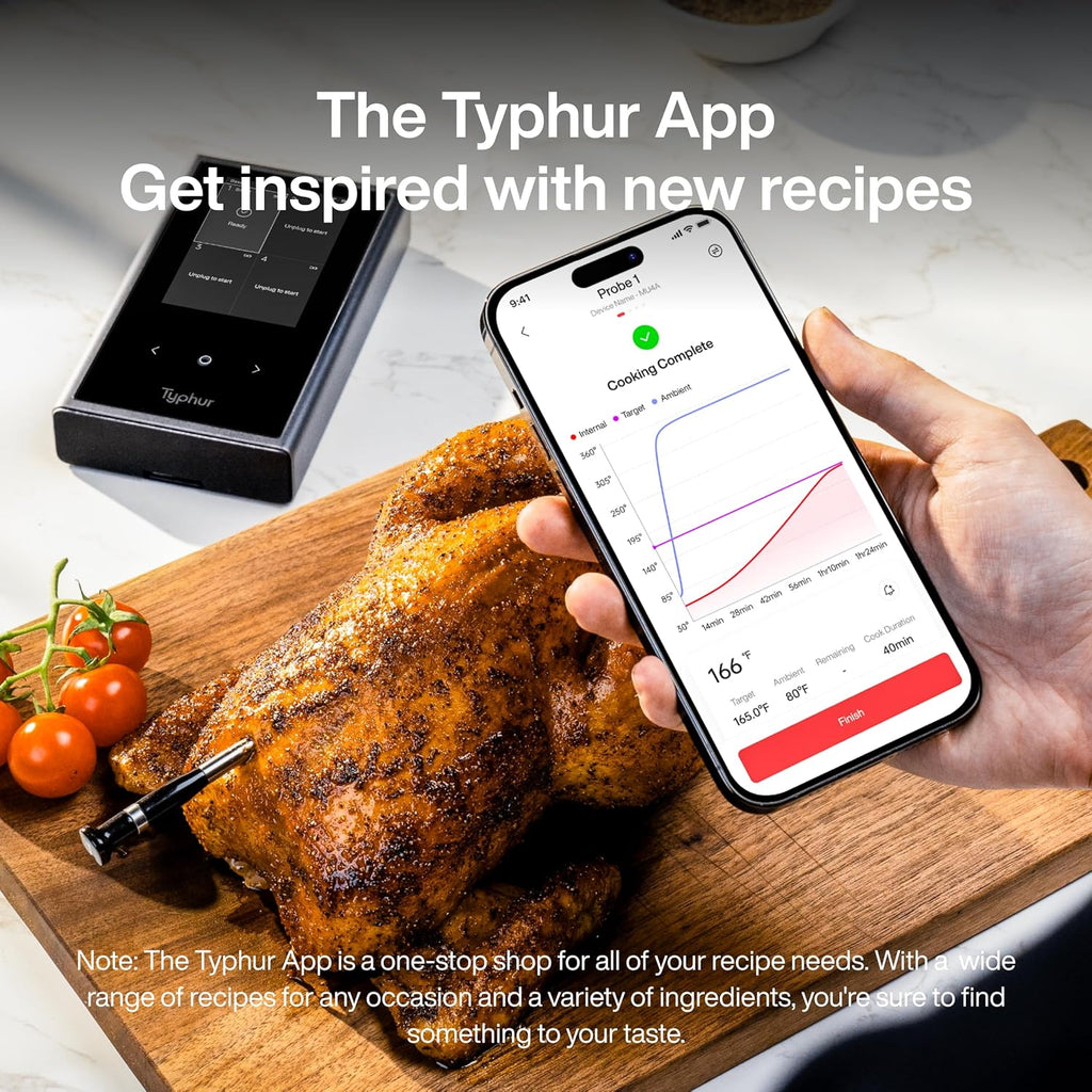 Typhur WiFi Wireless Meat Thermometer Digital with 2 Probes LCD Display for BBQ Grill Oven