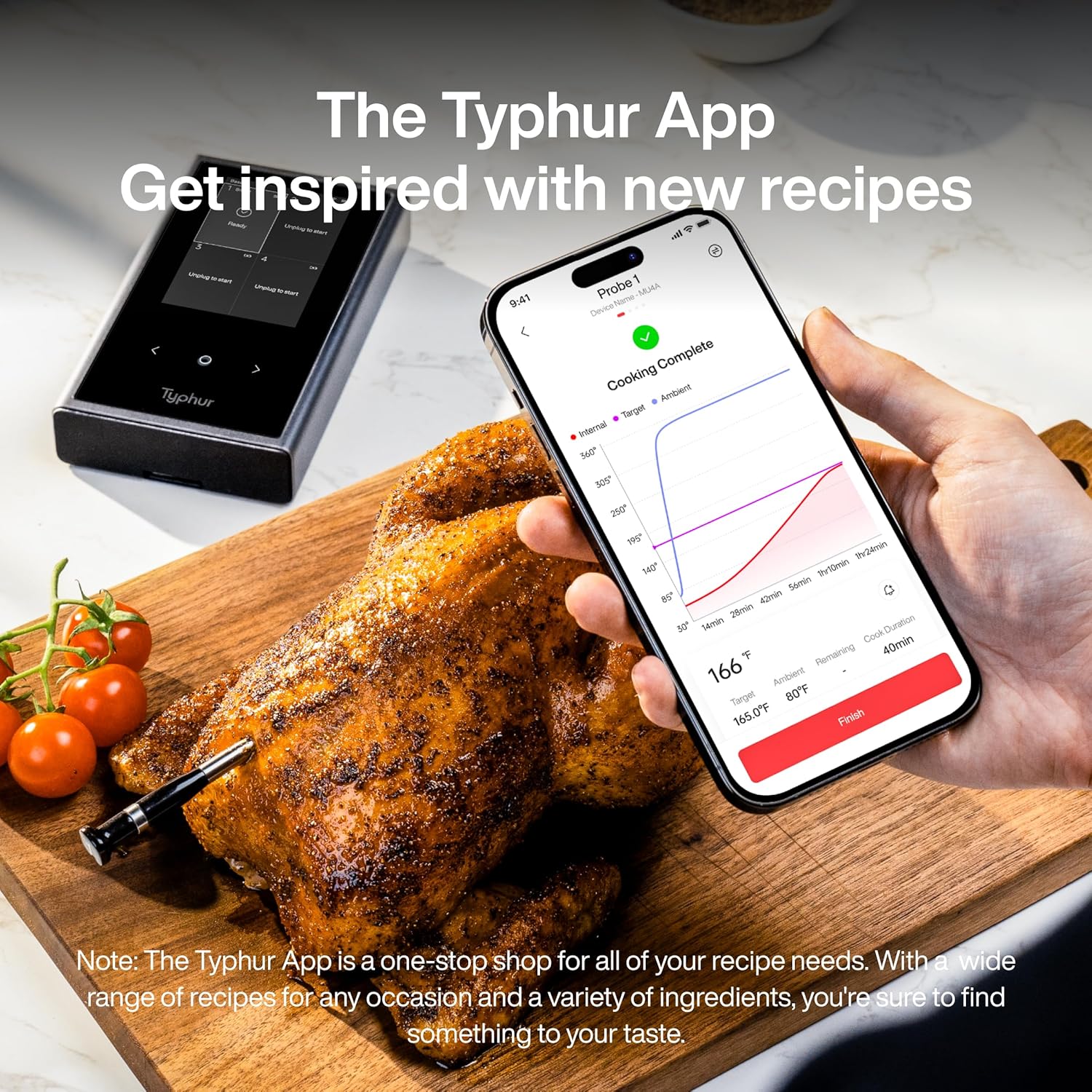 Typhur WiFi Wireless Meat Thermometer Digital with 2 Probes LCD Display for BBQ Grill Oven