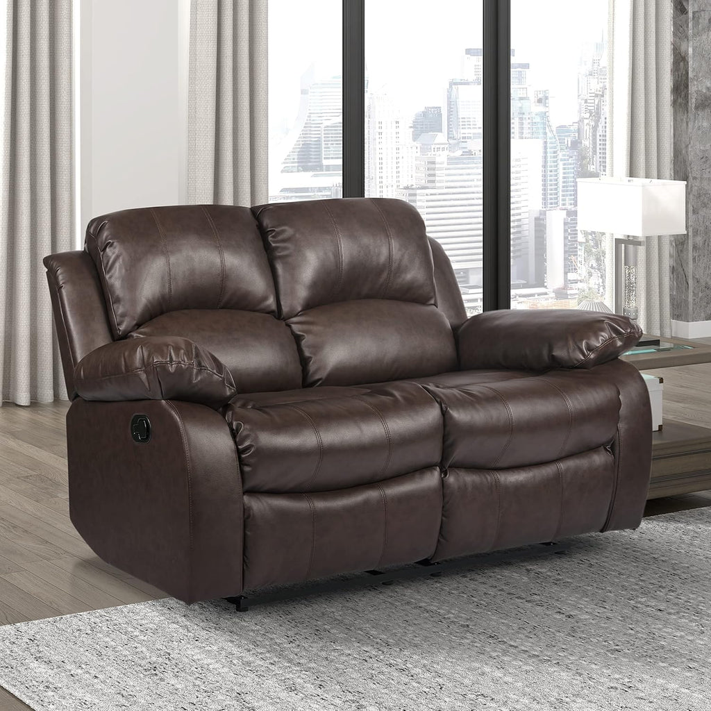 Lexicon Loveseat Recliner Double Sofa Manual Pull Tab Faux Leather Living Room