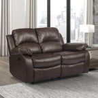 Lexicon Loveseat Recliner Double Sofa Manual Pull Tab Faux Leather Living Room