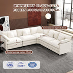 Ihanherry U Shaped Modular Cloud Sofa 5 Seat Chenille Sectional with Ottoman