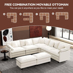 Ihanherry U Shaped Modular Cloud Sofa 5 Seat Chenille Sectional with Ottoman