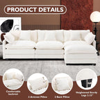 Ihanherry U Shaped Modular Cloud Sofa 5 Seat Chenille Sectional with Ottoman