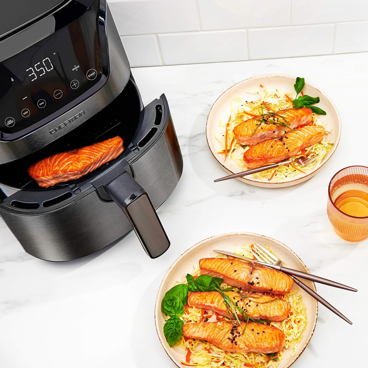 Chefman 6 Quart Dual Basket Air Fryer Oven Digital Nonstick Dishwasher Safe