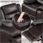 PrimeZone Oversized Rocker Recliner Chair Faux Leather Manual Reclining Brown