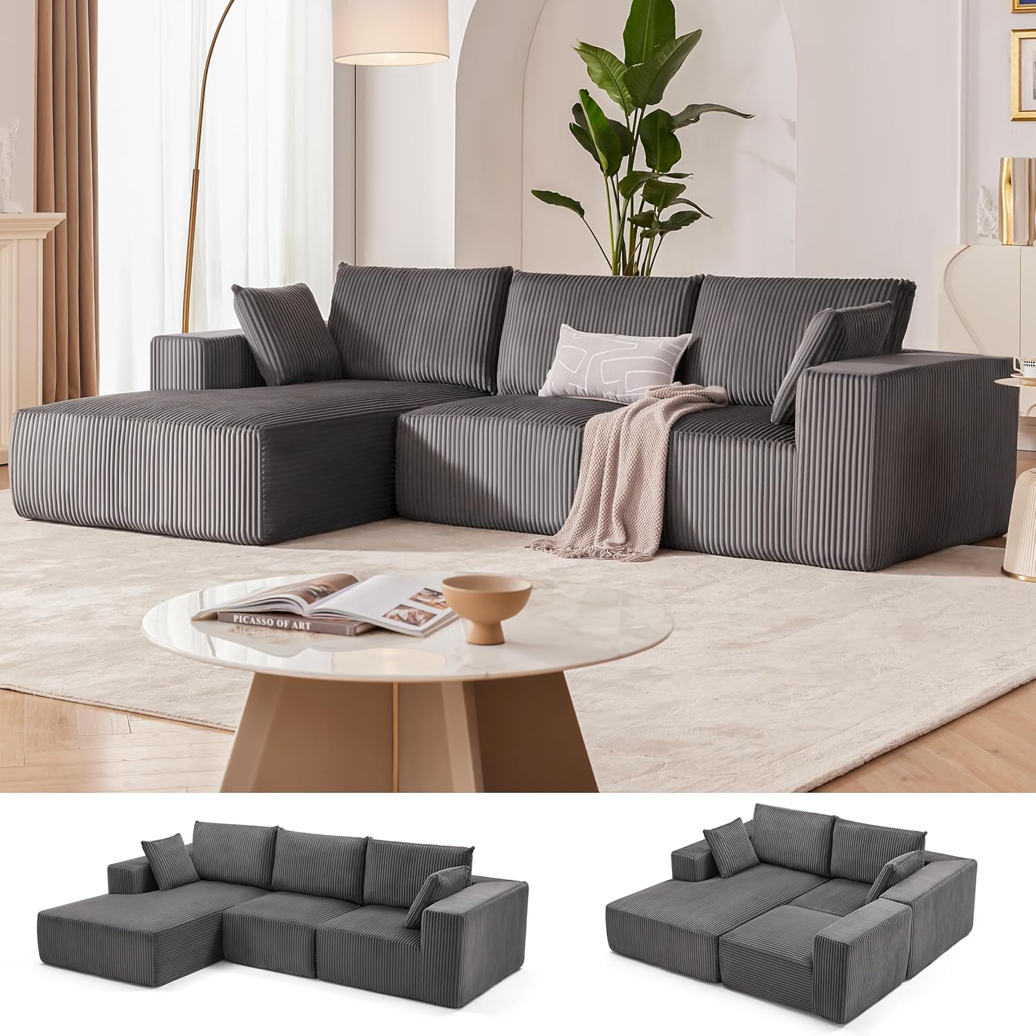Weture 108" Modular Sectional Sofa Deep Seat Cloud L-Shape Couch with Chaise