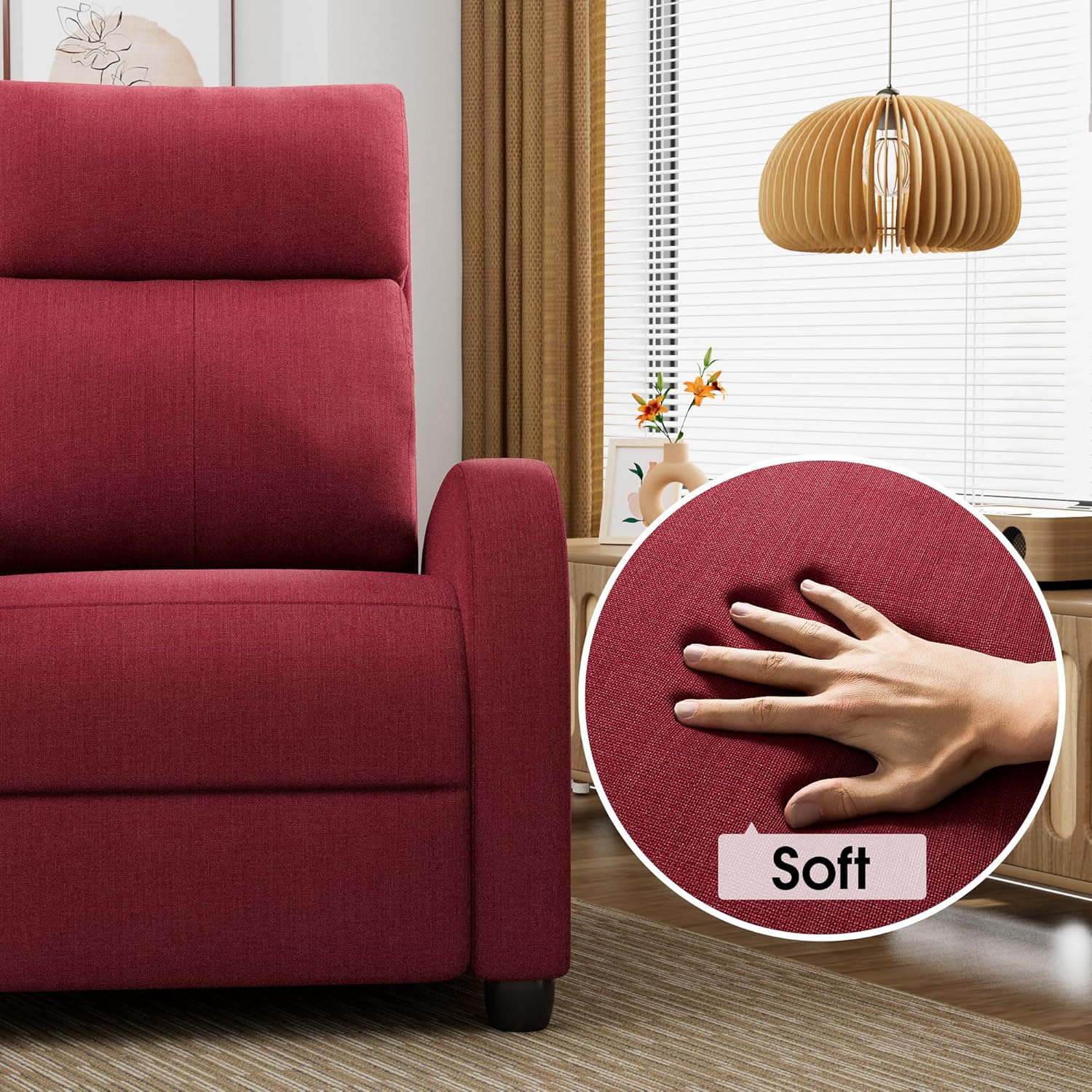 Homall Modern Recliner Chair PU Leather Padded Seat Single Sofa Home Theater