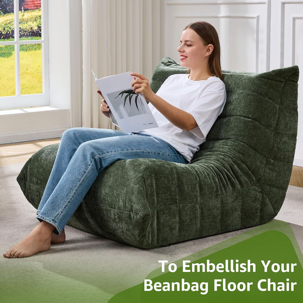 Hobestluk Giant Bean Bag Chair Memory Foam Faux Fur Sofa for Living Room