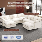 Ihanherry U Shaped Modular Cloud Sofa 5 Seat Chenille Sectional with Ottoman