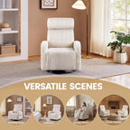 Yaheetech 360 Swivel Glider Chair Nursery Corduroy Rocking Nursing Chair with Pockets