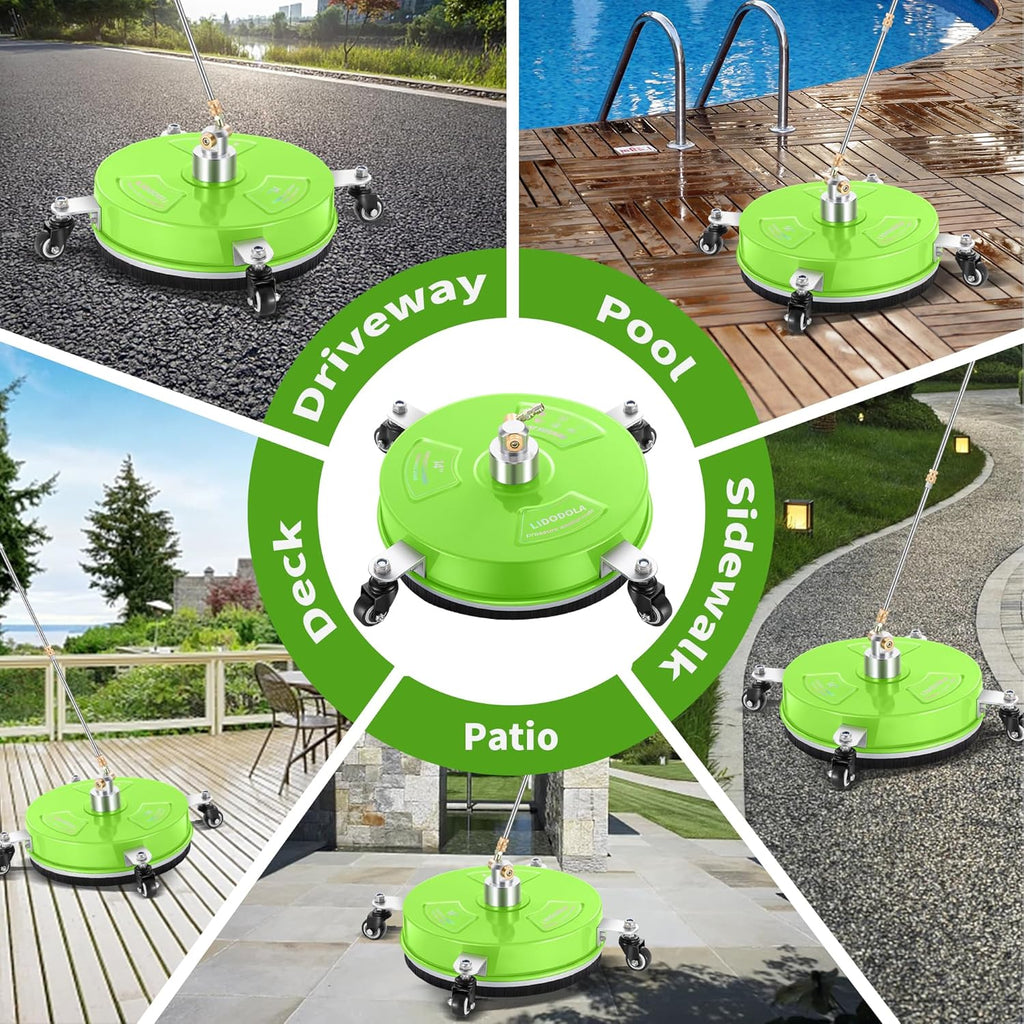 LidoDola 14 Inch Pressure Washer Surface Cleaner with Wheels for Concrete Patio Deck