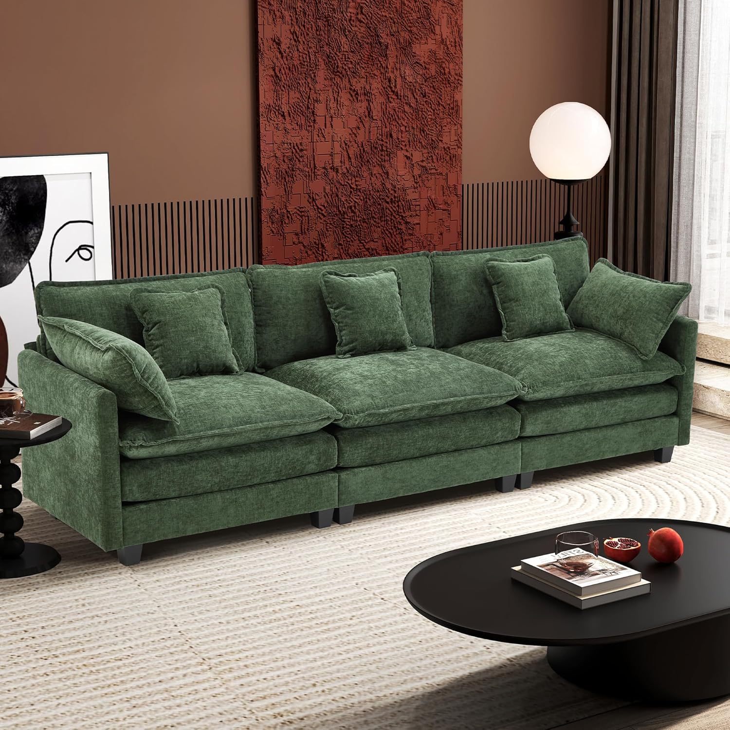 Ihanherry U Shaped Modular Sectional Sofa 5 Seat with 2 Ottomans Chenille