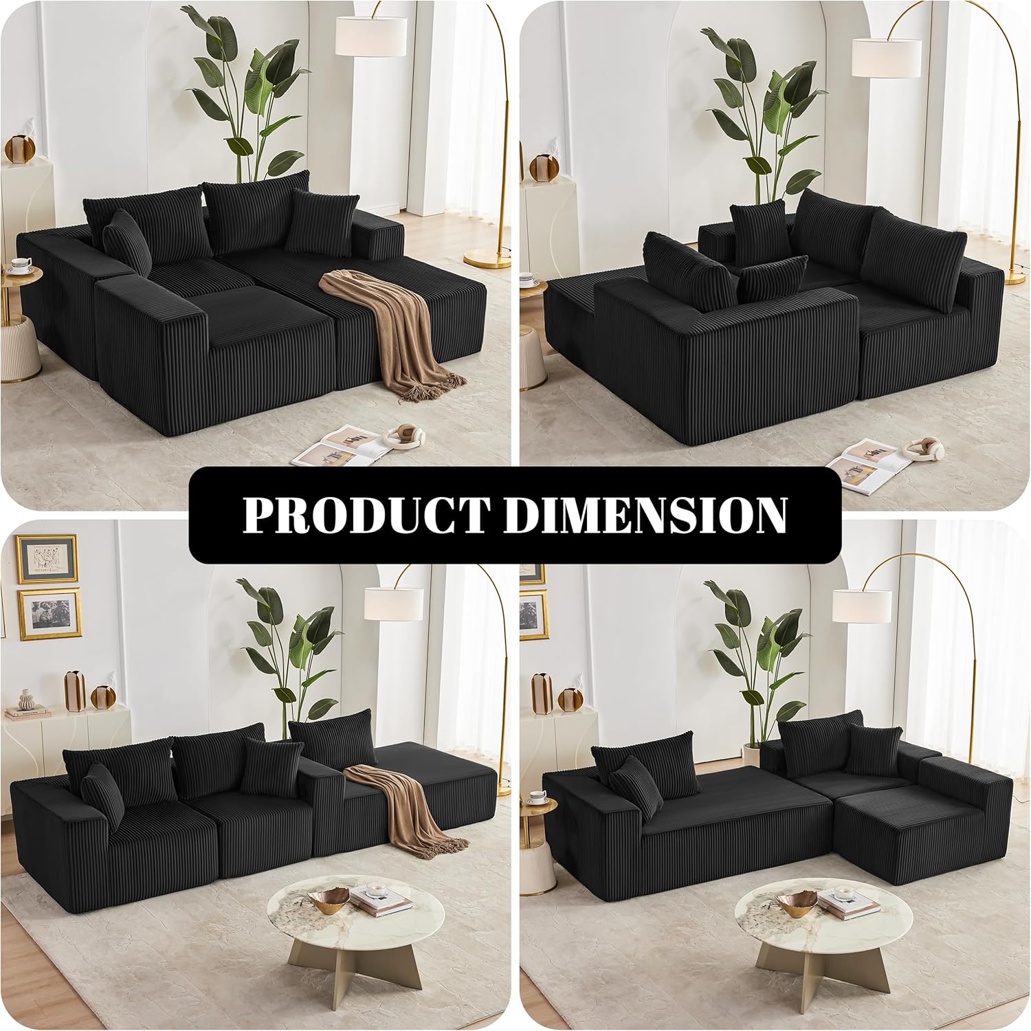 Weture 108" Modular Sectional Sofa Deep Seat Cloud L-Shape Couch with Chaise