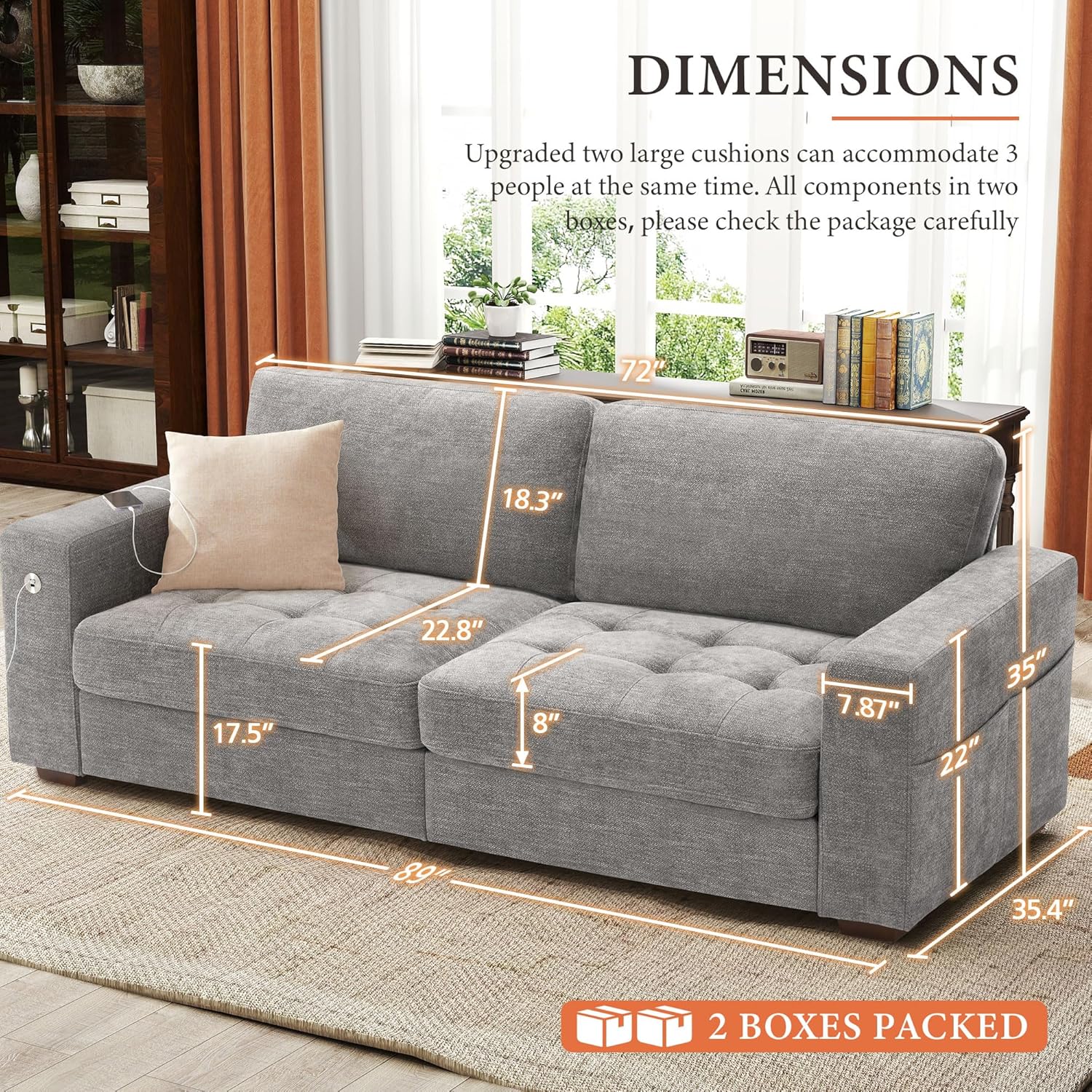 Ihanherry U Shaped Modular Cloud Sofa 5 Seat Chenille Sectional with Ottoman