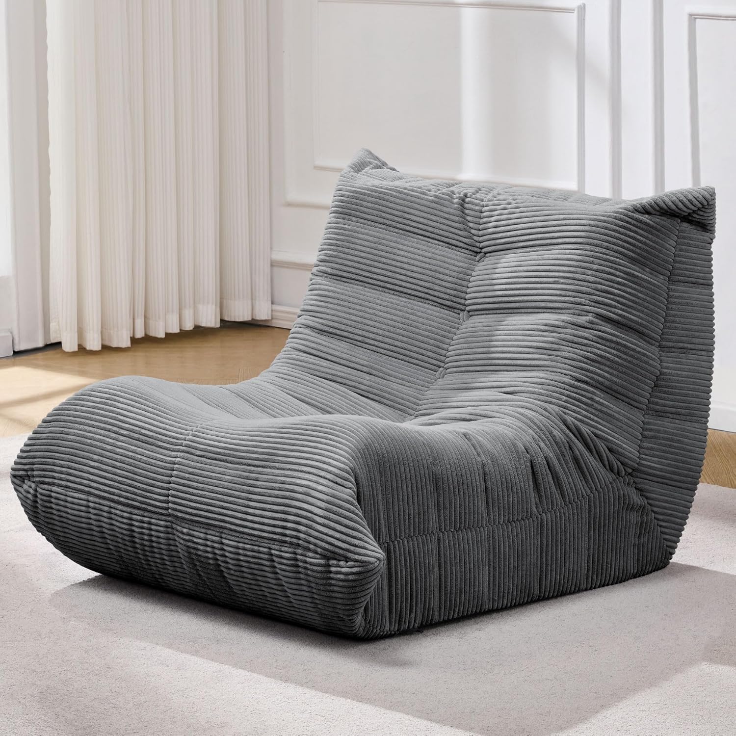 Hobestluk Giant Bean Bag Chair Memory Foam Faux Fur Sofa for Living Room